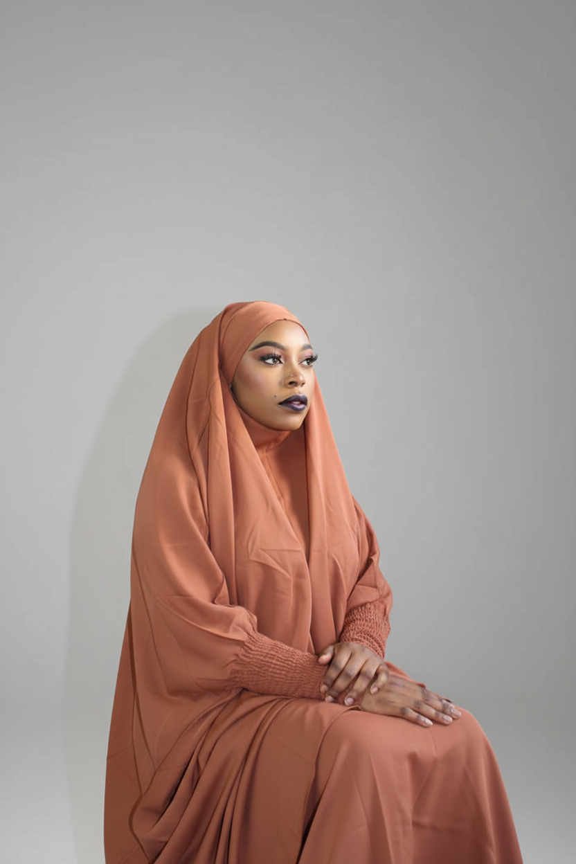 SARAH TWO PIECE JILBAB SET- BROWN