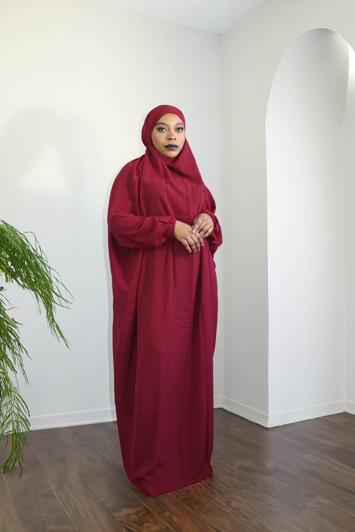 BUTTERFLY JILBAB - BURGUNDY RED