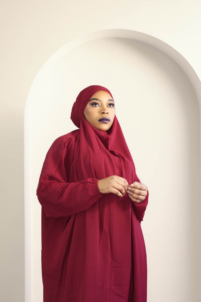 BUTTERFLY JILBAB - BURGUNDY RED