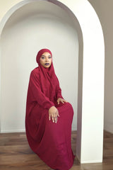 BUTTERFLY JILBAB - BURGUNDY RED