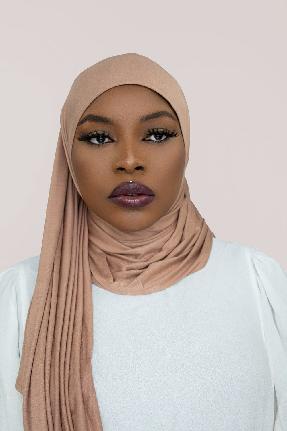 INSTANT PRE-SEWN JERSEY HIJAB - DESERT BEIGE
