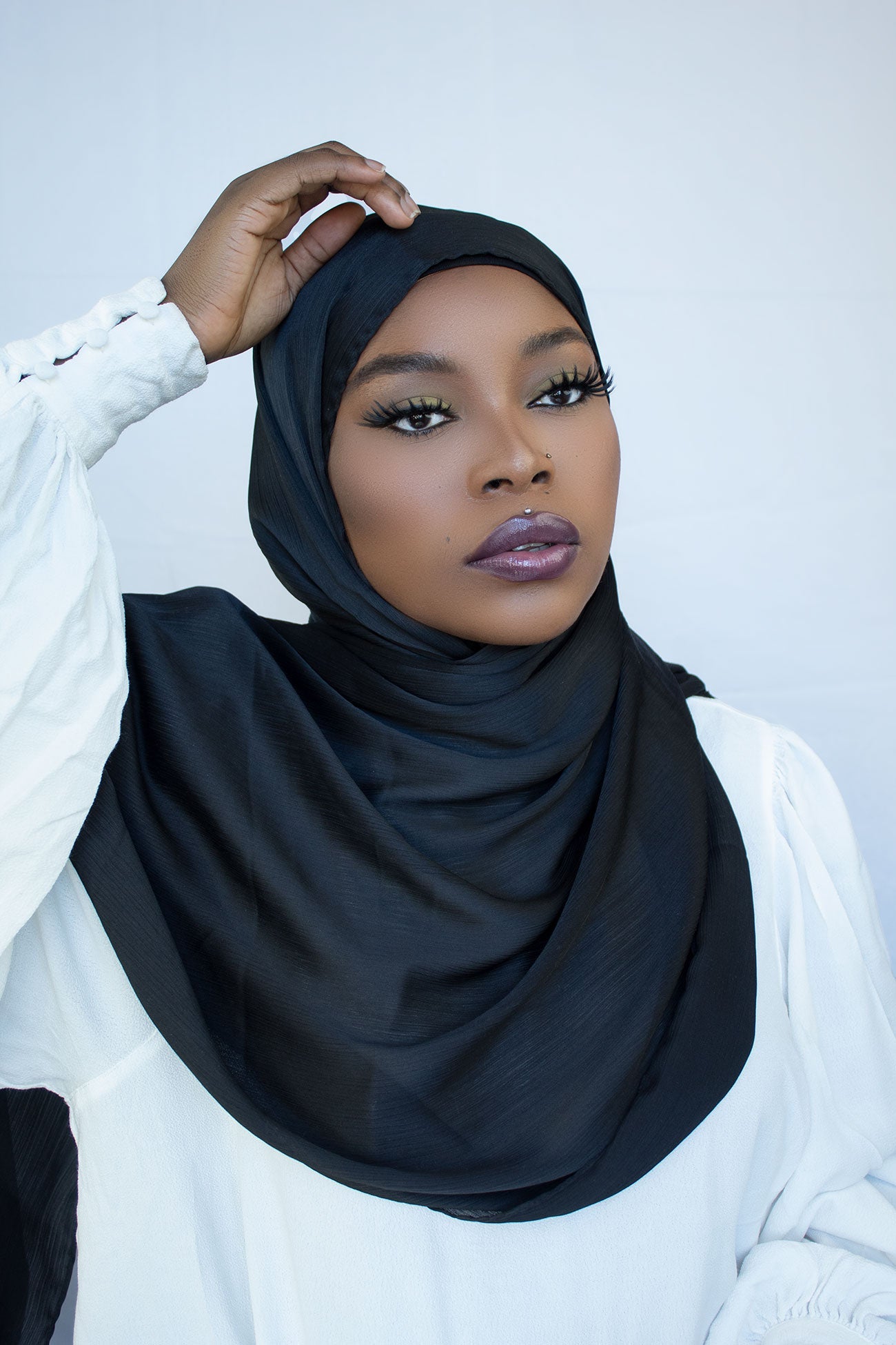 PREMIUM CRIKLE SATIN HIJAB - BLACK