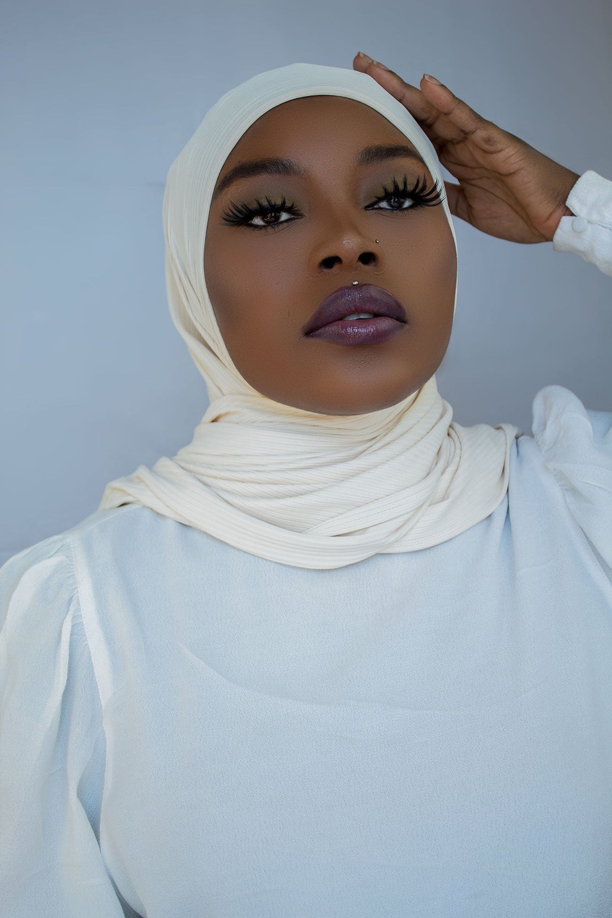 RIBBED JERSEY HIJAB - CREAM