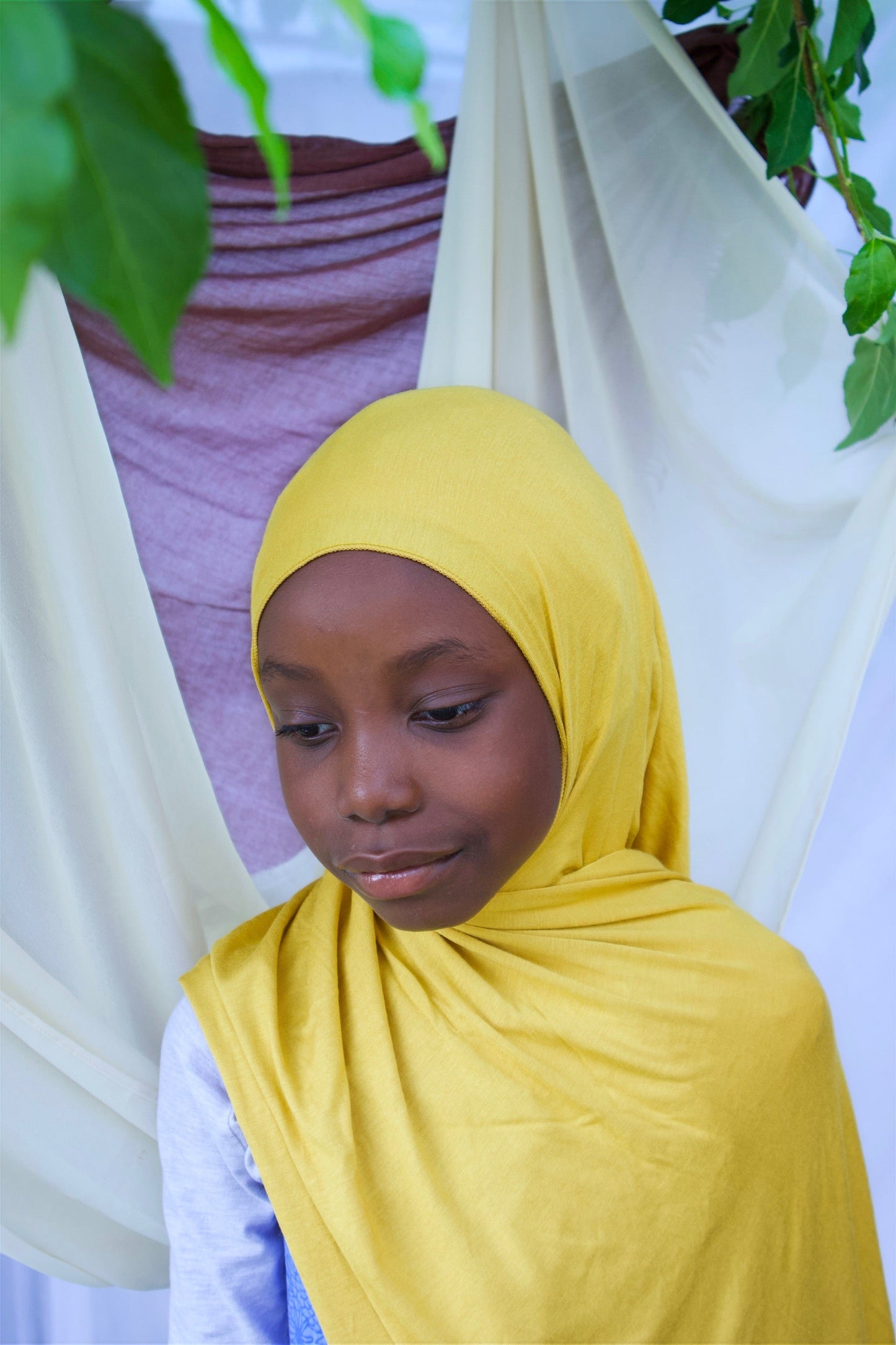 GIRLS INSTANT PREMIUM JERSEY HIJAB - YELLOW