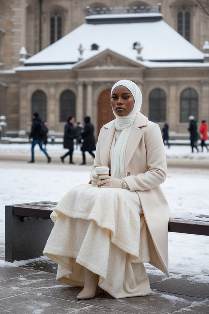 A woman is wearing Modal hijab 