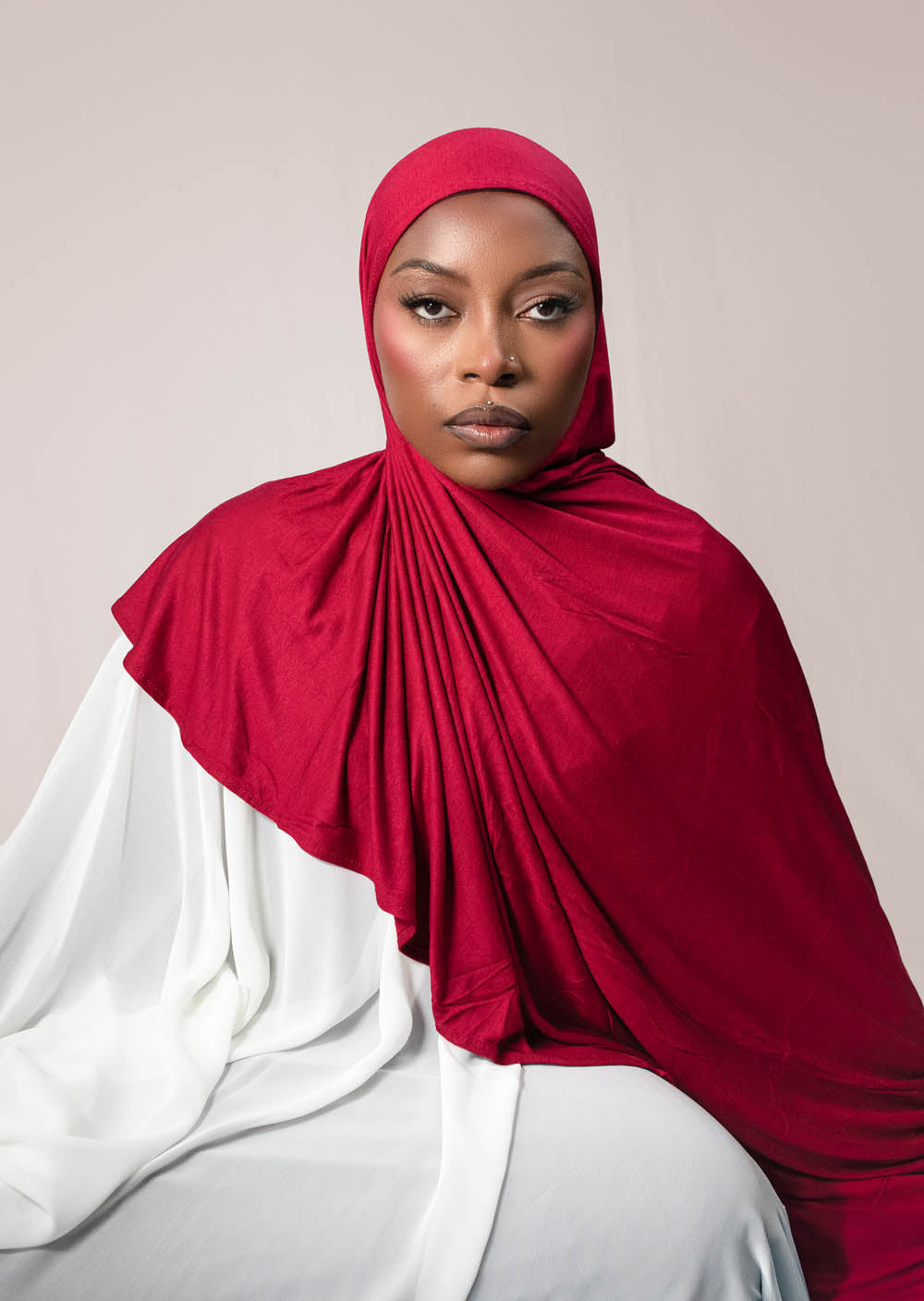 INSTANT PRE-SEWN JERSEY HIJAB - RED