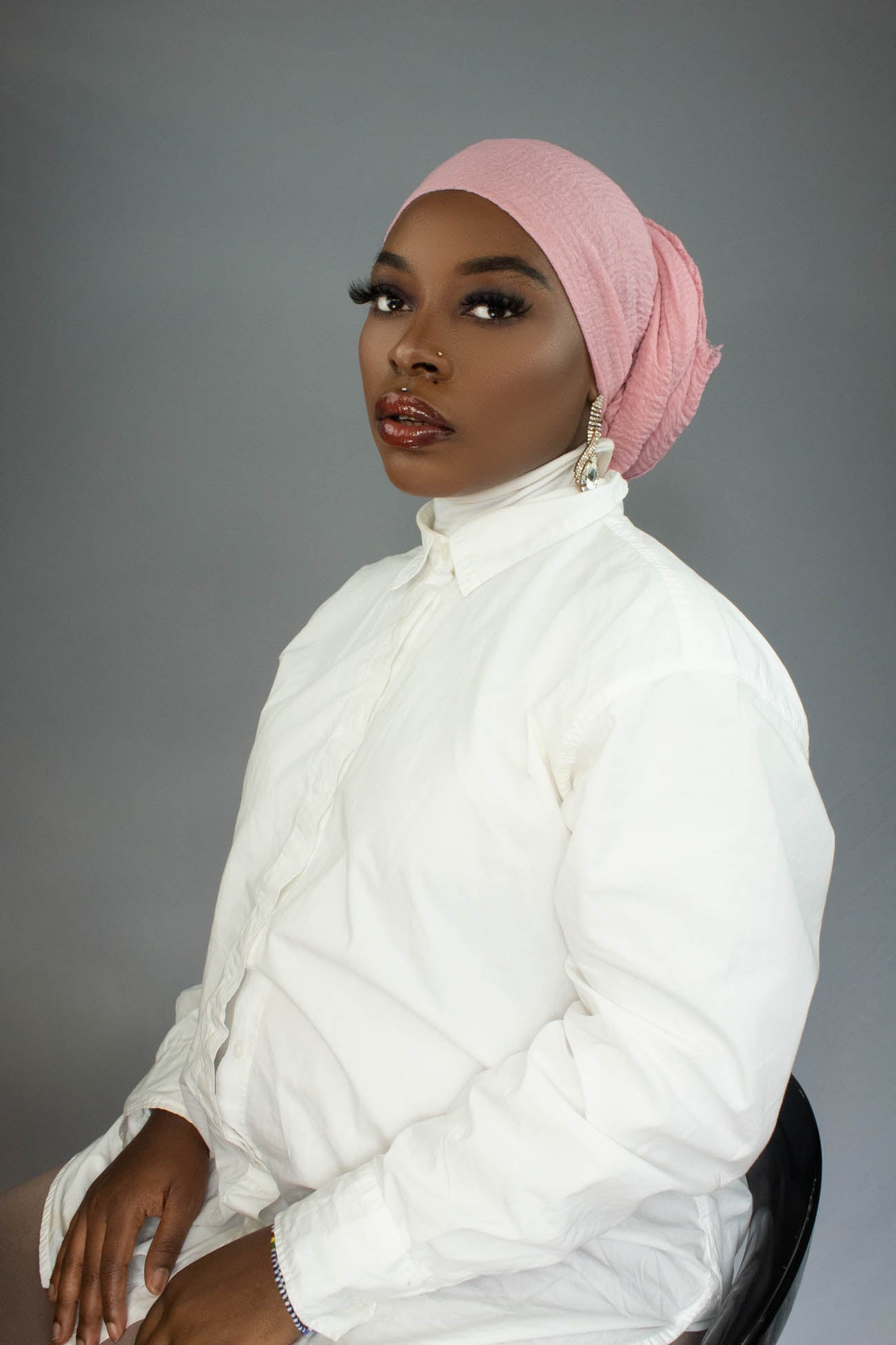 PREMIUM CRINKLED COTTON HIJAB - PINK