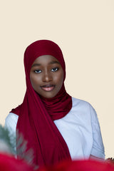 INSTANT PRE-SEWN JERSEY HIJAB - RED