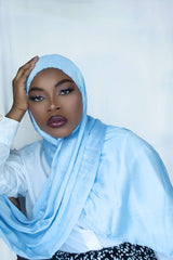 PREMIUM CRINKLE SATIN HIJAB - SKY BLUE