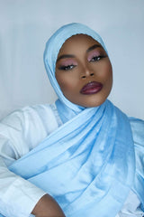 PREMIUM CRINKLE SATIN HIJAB - SKY BLUE
