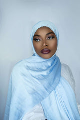 PREMIUM CRINKLE SATIN HIJAB - SKY BLUE