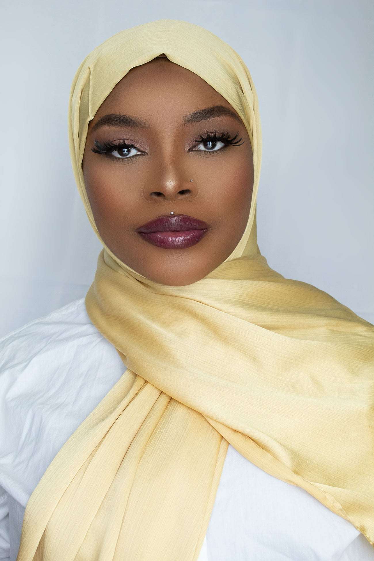 PREMIUM CRIKLE SATIN HIJAB - YELLOW GOLD