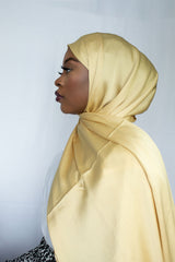 PREMIUM CRIKLE SATIN HIJAB - YELLOW GOLD