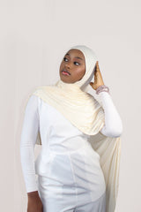 INSTANT PRE-SEWN JERSEY HIJAB - CREAM VANILLA
