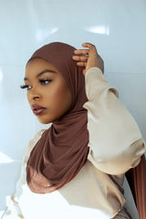 INSTANT PRE-SEWN JERSEY HIJAB - COFFEE