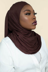 INSTANT PRE-SEWN JERSEY HIJAB - DARK CHOCOLATE