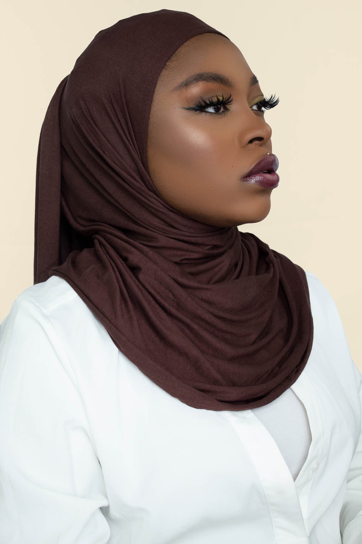 INSTANT PRE-SEWN JERSEY HIJAB - DARK CHOCOLATE
