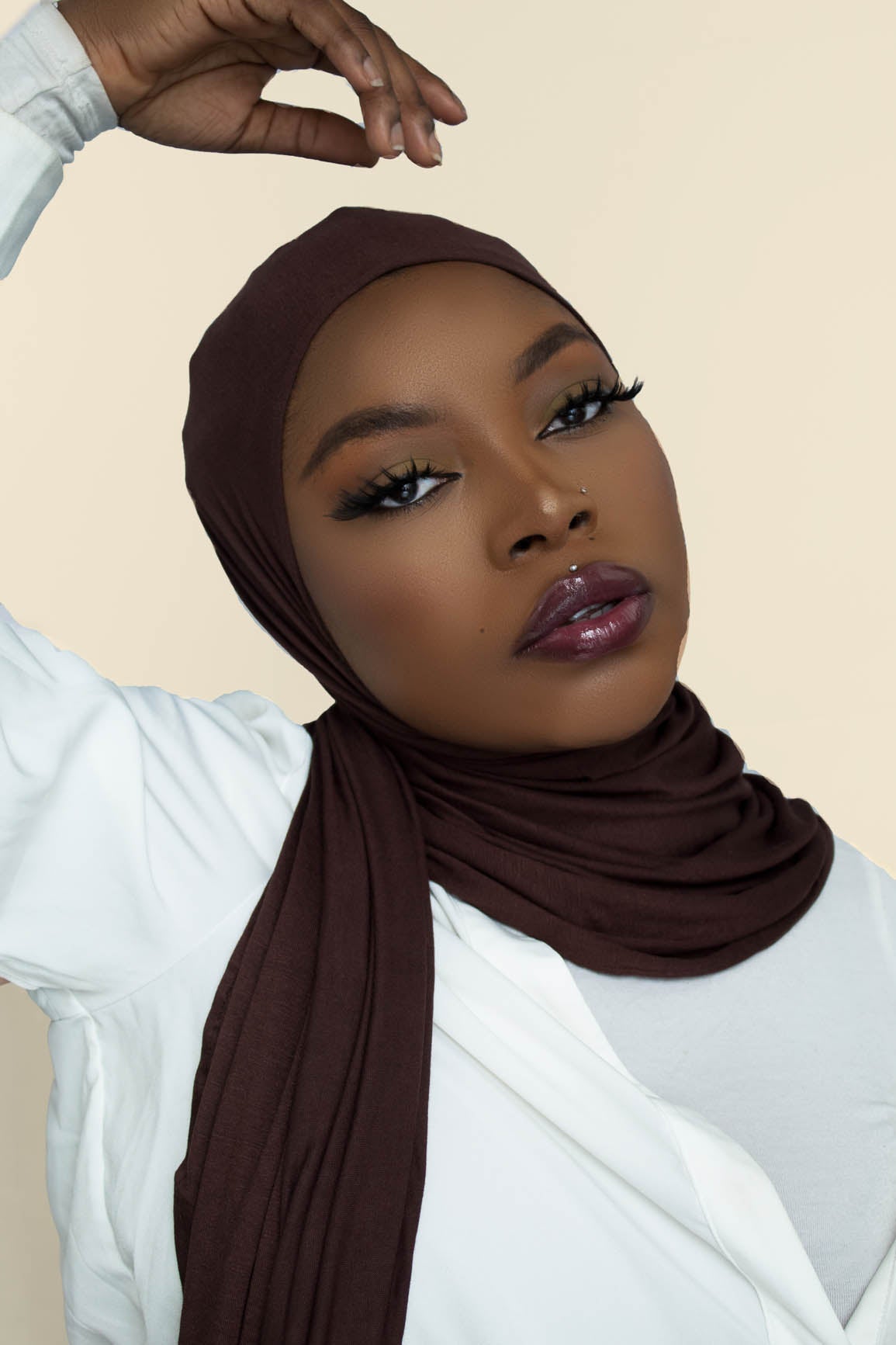 INSTANT PRE-SEWN JERSEY HIJAB - DARK CHOCOLATE
