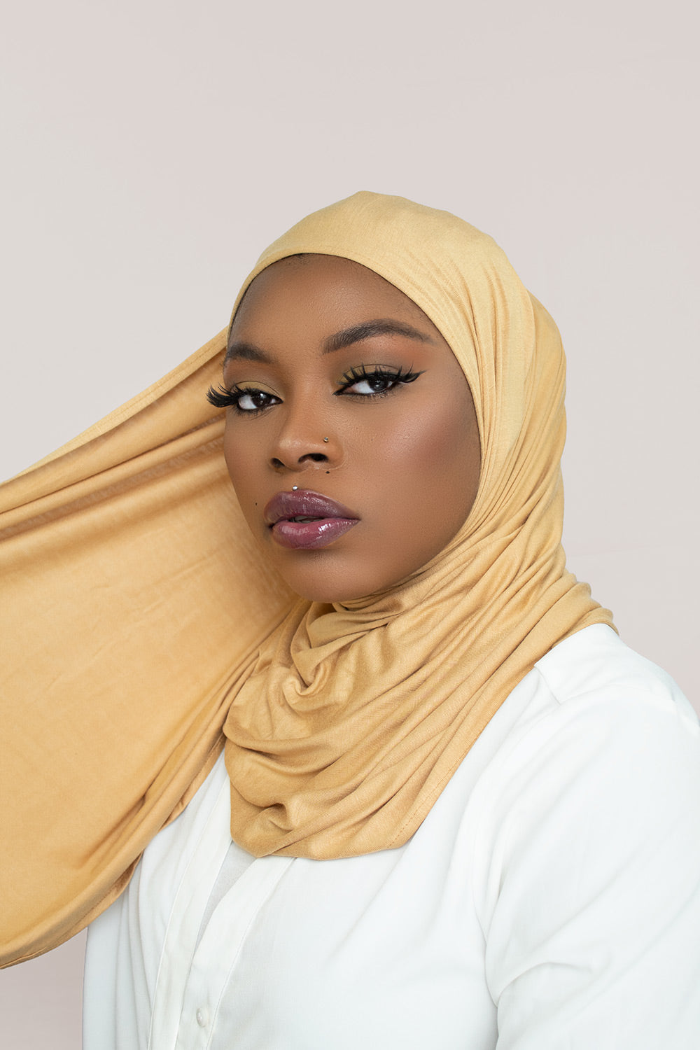 INSTANT PRE-SEWN JERSEY HIJAB- CREAMY CORN