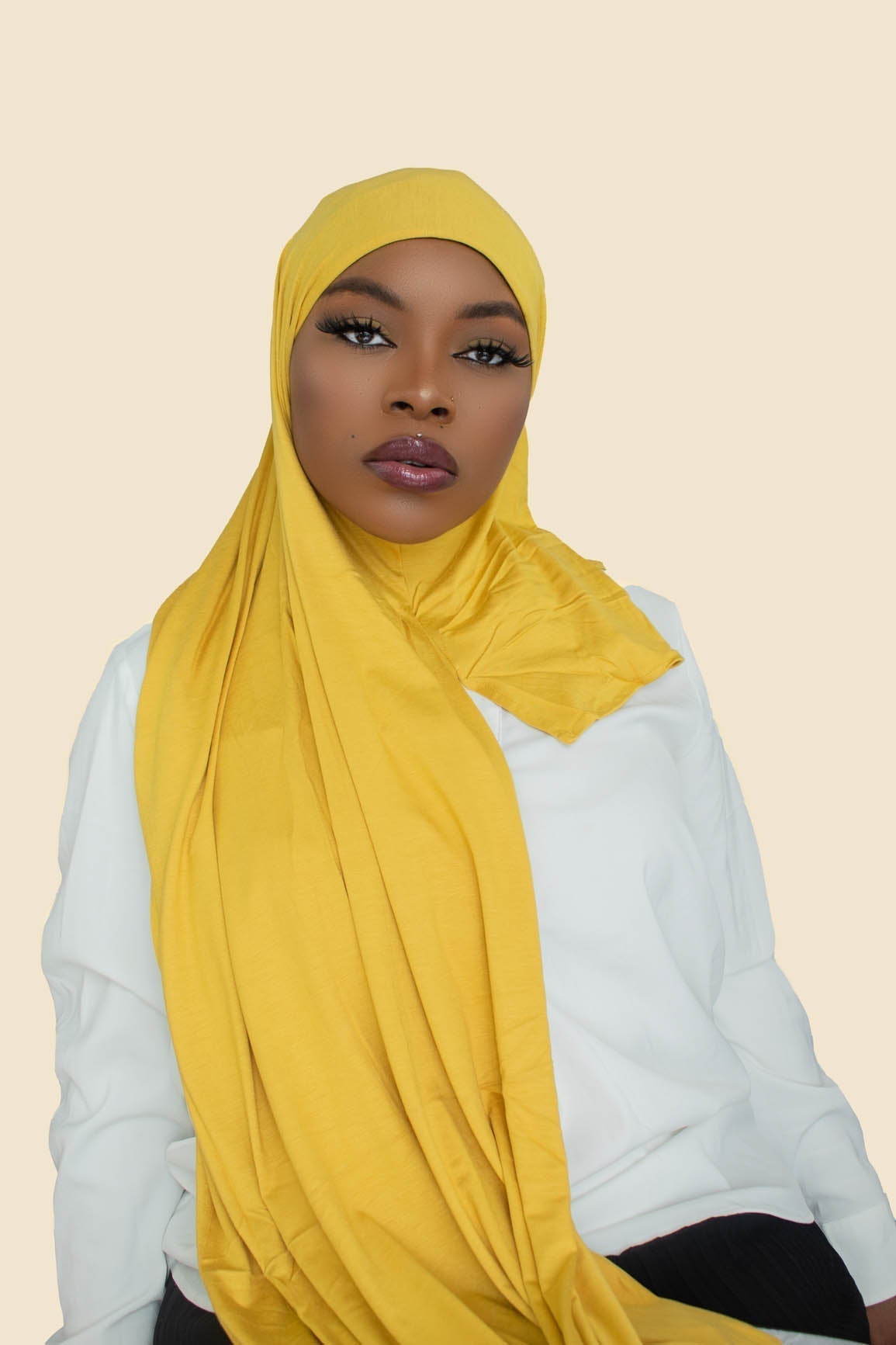 INSTANT PRE-SEWN JERSEY HIJAB - YELLOW DAISY