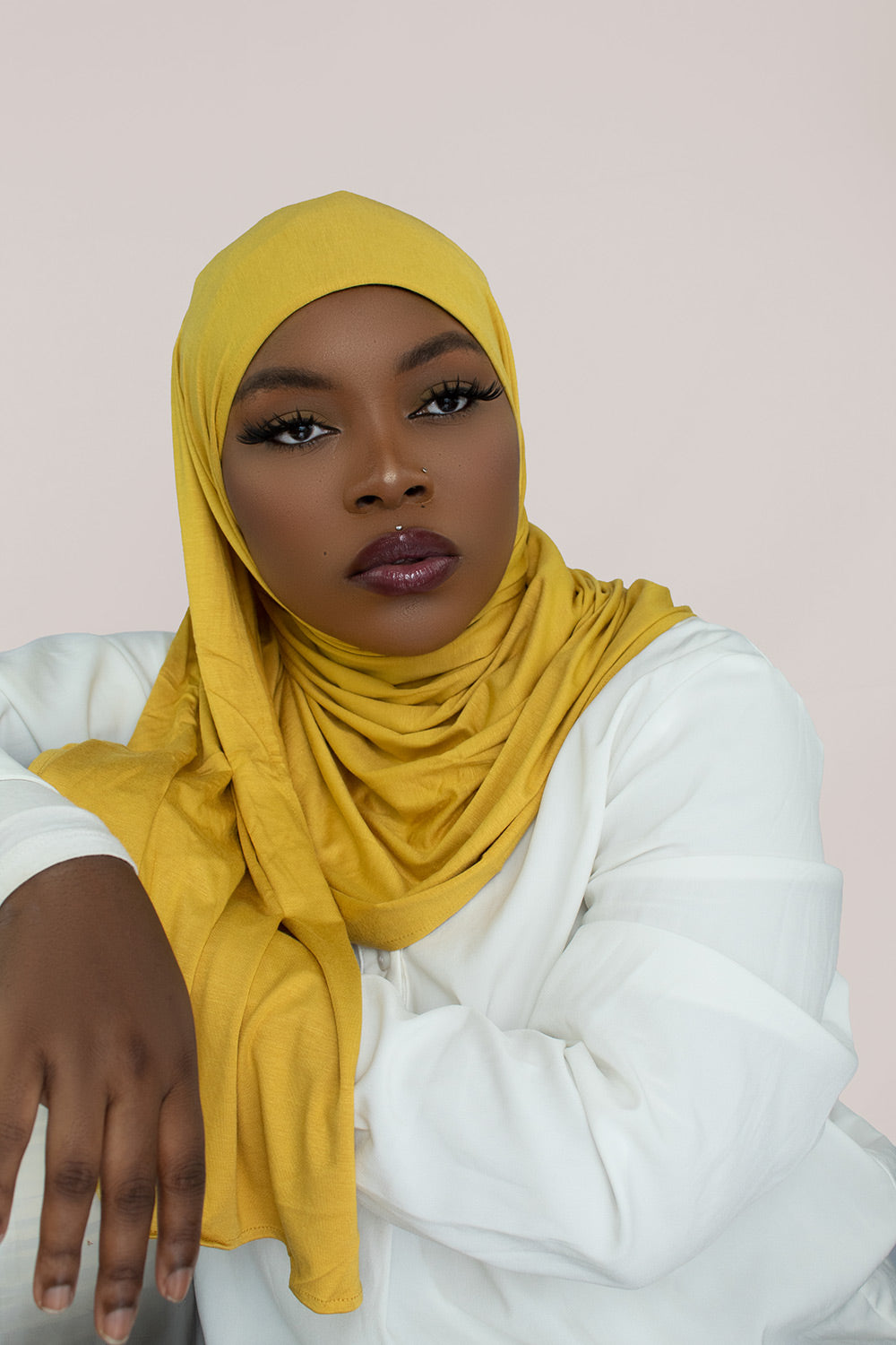 INSTANT PRE-SEWN JERSEY HIJAB - YELLOW DAISY