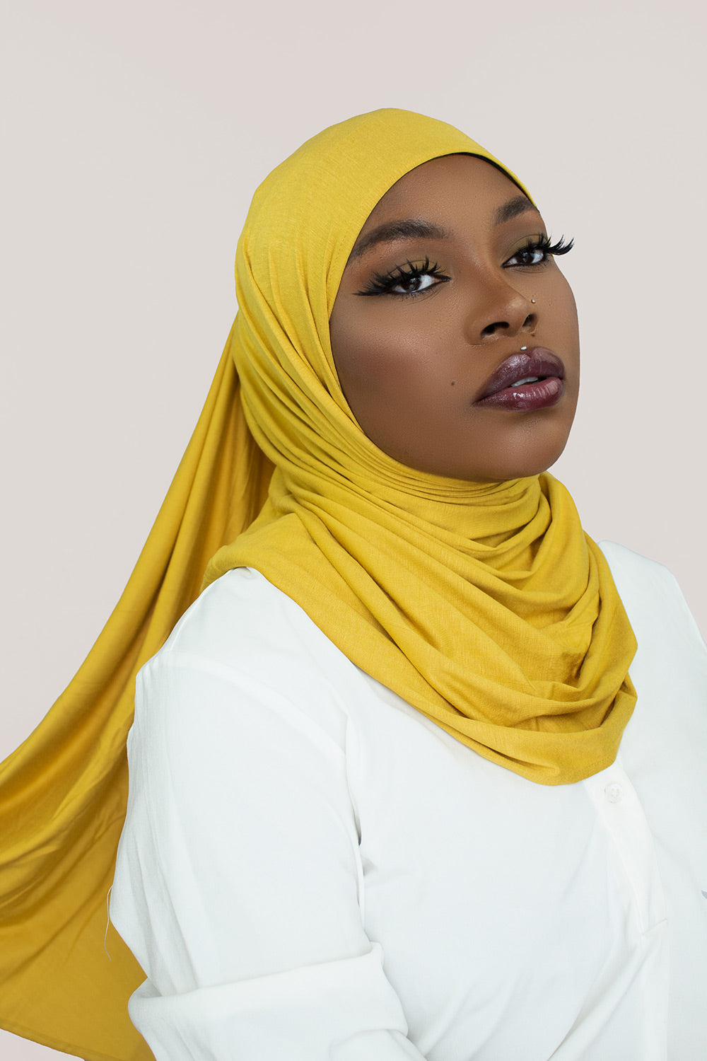 INSTANT PRE-SEWN JERSEY HIJAB - YELLOW DAISY