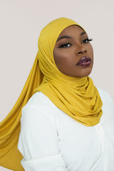 INSTANT PRE-SEWN JERSEY HIJAB - YELLOW DAISY