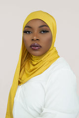 INSTANT PRE-SEWN JERSEY HIJAB -  YELLOW DAISY